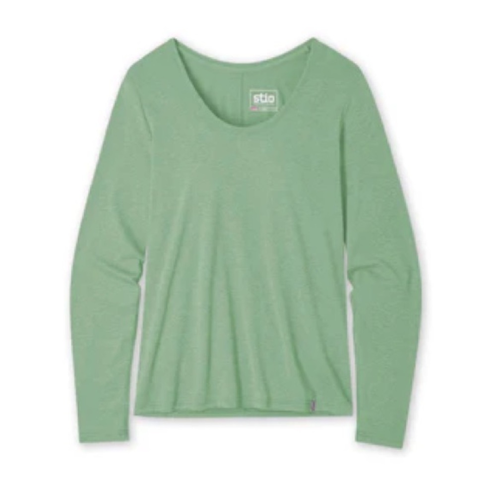 Set of TWO Stio Divide Scoop Neck Long Sleeve Tee, Yellow and Leaf Green, Medium - Picture 3 of 14